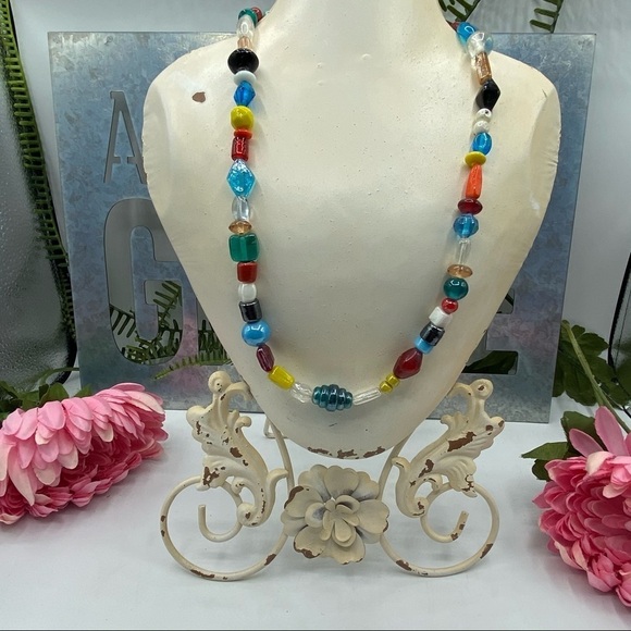 Glass Multi Color Necklace - Picture 2 of 6